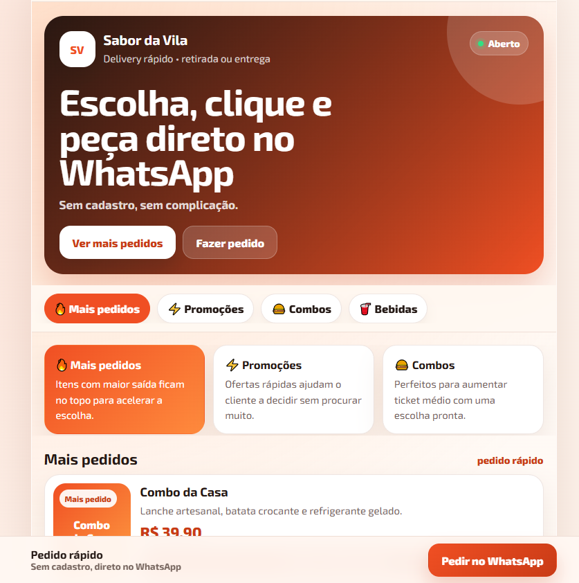 Prévia da demo Catálogo WhatsApp