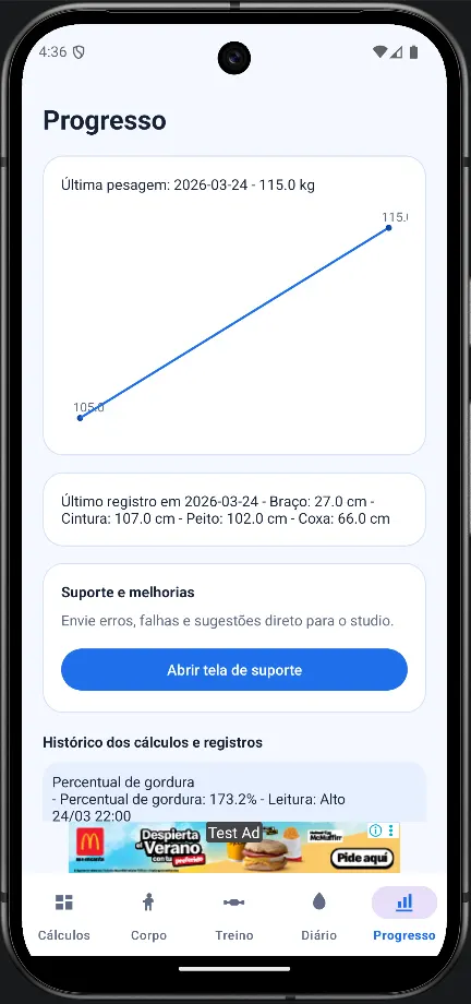 Miniatura: tela de progresso do app Calculadora IMC