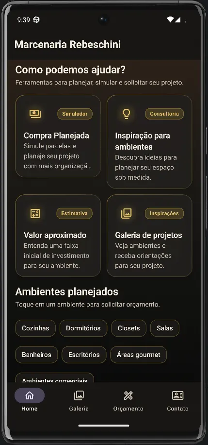 Miniatura: outra tela do app Marcenaria Rebeschini