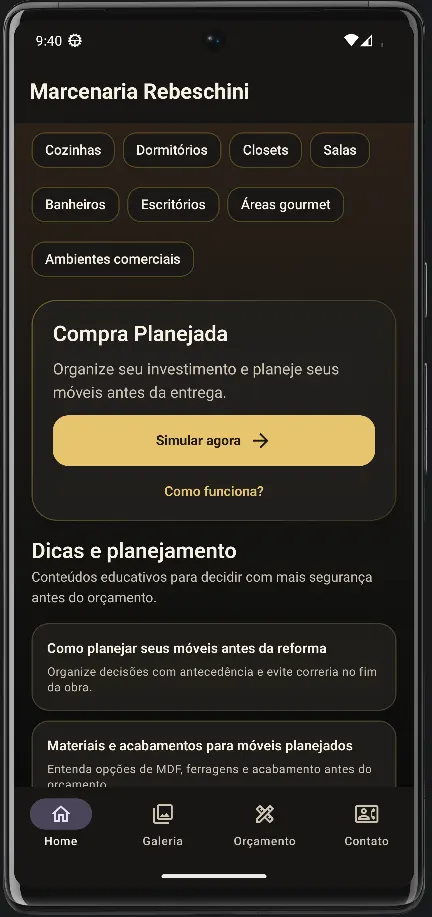 Print adicional do app Marcenaria Rebeschini