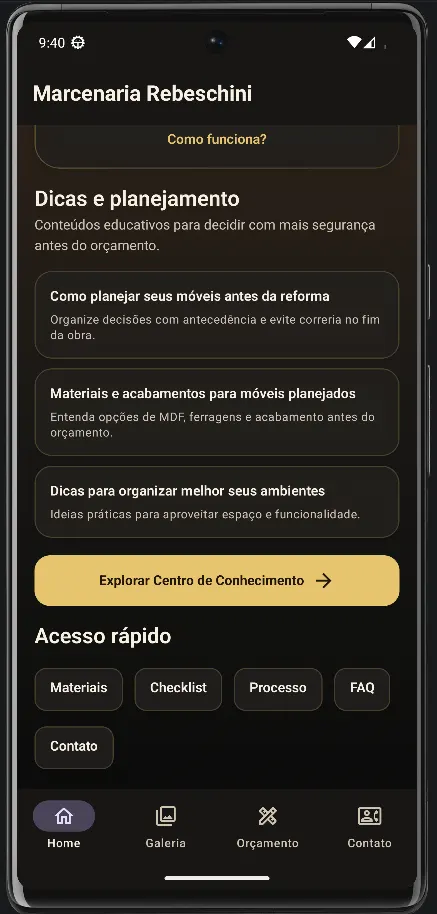 Print de tela do app Marcenaria Rebeschini